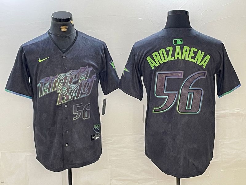 Men Tampa Bay Rays #56 Randy Arozarena Nike MLB Limited City Connect Black 2024 Jersey style 5